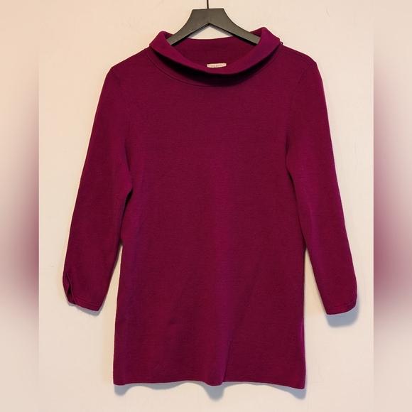 Talbots Dresses & Skirts - Talbots Burgundy 3/4 Sleeve Mock Neck Knit Top Fall Winter Work Office Church